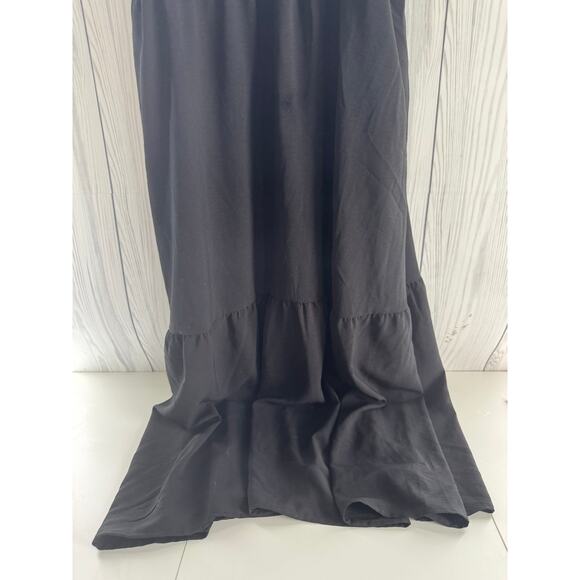 A New Day Tiered Black Maxi Dress Spaghetti Strap Tie Back Size XXL - Picture 3 of 8